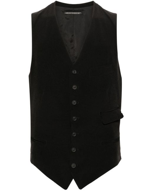 Yohji Yamamoto Black Button-up Cotton Waistcoat for men