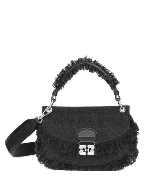 Ganni Black Denim Tote Bag