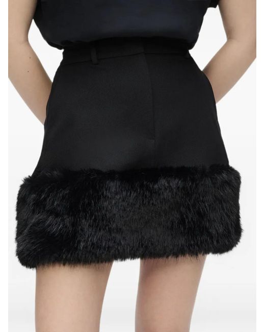 Karl Lagerfeld Black Faux-Fur Trim Skirt
