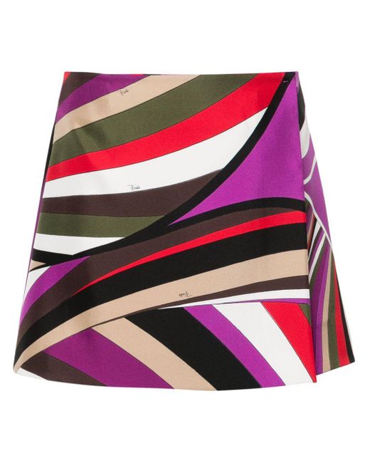 Emilio Pucci Pink Iride-print Silk Mini Skirt