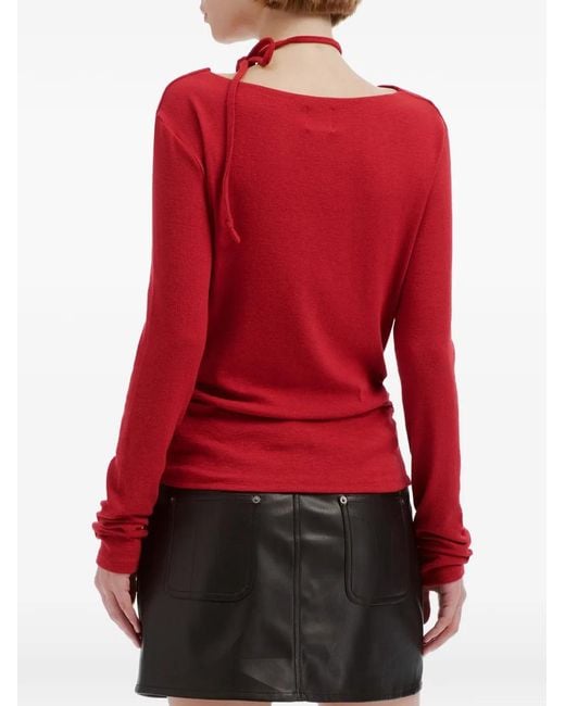 B+ AB Red Bead-Embellished Ruched Blouse