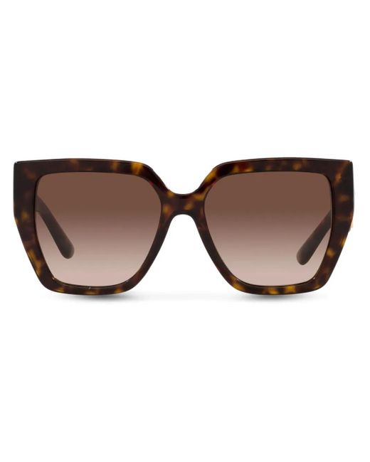 Dolce & Gabbana Brown Tortoiseshell Logo-Plaque Arm Sunglasses