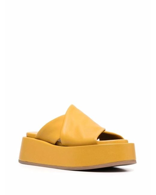 Marsèll Yellow Crossover-Strap Platform Sandals