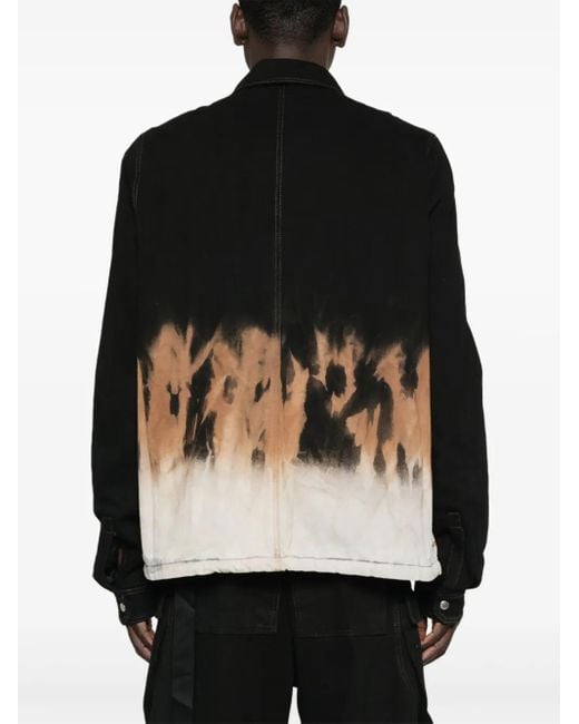 Rick Owens Black Tie-Dye Print Denim Jacket for men