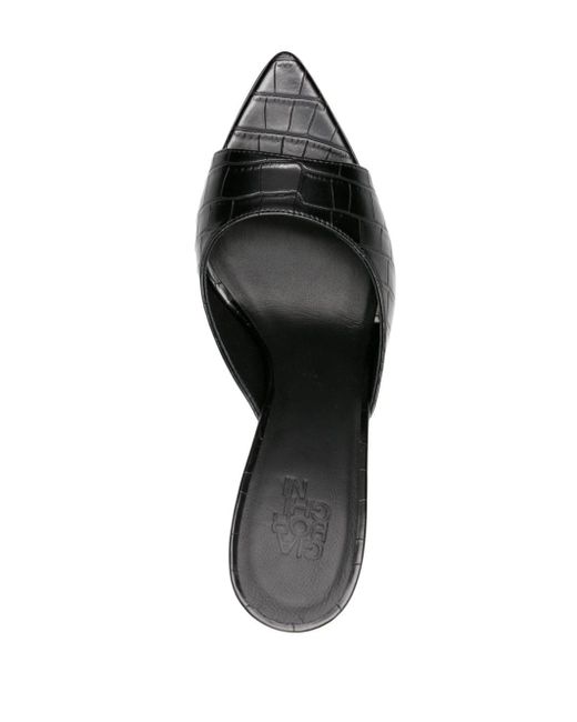 Gia Borghini Black Perni 85mm Leather Mules