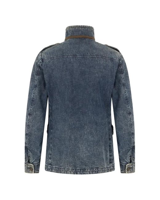 Moorer Blue Washed Button Denim Jacket for men