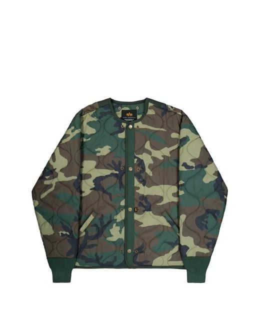 Alpha Industries Green Camouflage Quilted Jacket for men