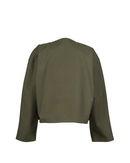 Hed Mayner Green Collared Cutwork Jacket for men