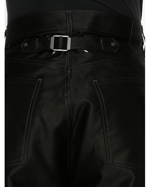Maison Margiela Black Four Stitch-Logo Trousers for men