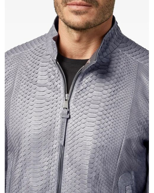 Billionaire Bikerjacke Aus Pythonleder in Gray für Herren