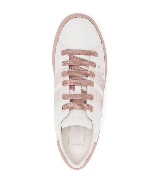 Bally Pink Glitter-Logo Side-Stripe Sneakers