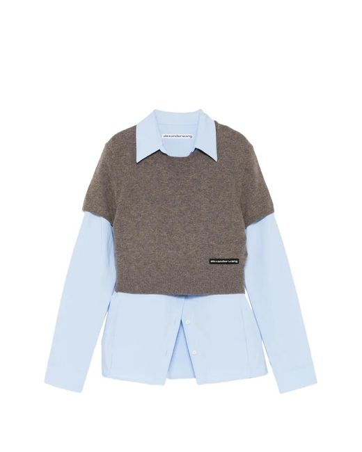 Alexander Wang Prestyled Knit Vest Shirt in White | Lyst