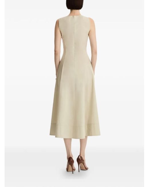 Oscar de la Renta White Porcelain Flower Cotton Poplin Sleeveless Dress