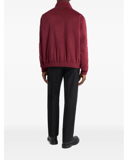 Etro Red Zip-Up Stand-Up Collar Jacket for men