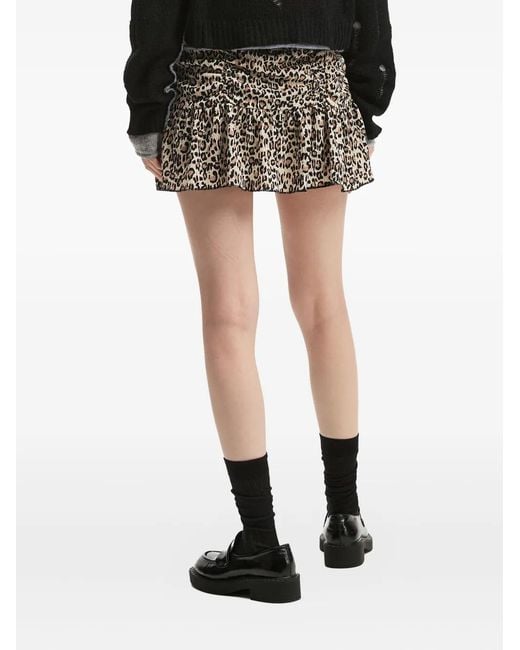 B+ AB Black Leopard-Print Ruffled Skirt