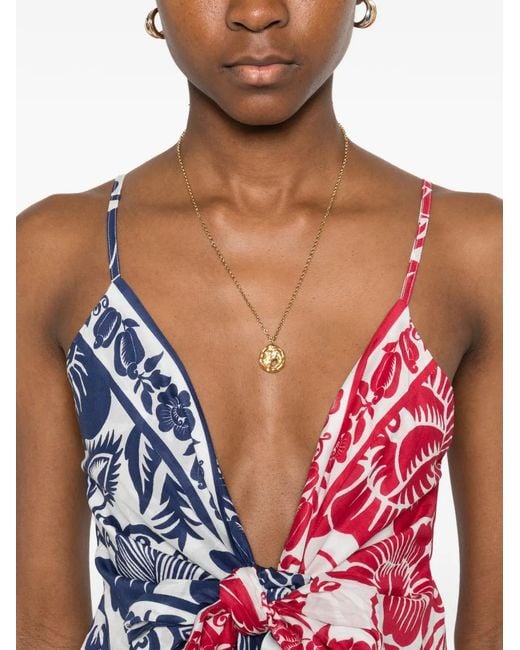 Farm Rio White Floral Knot Midi Dress