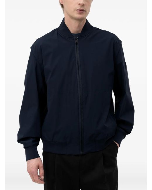 Boss Blue Logo-Patch Bomber Jacket for men