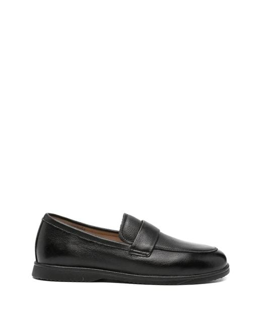 SERGIO MORETTI FIRENZE Black Grained Leather Loafers