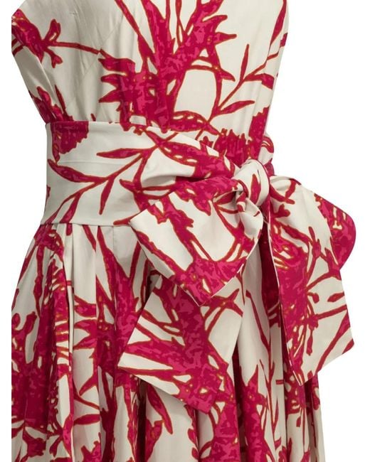 Samantha Sung Red Robe Ceinturée Abelia À Fleurs