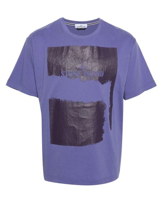 Stone Island Blue Scratched Paint Two Cotton T-shirt for men