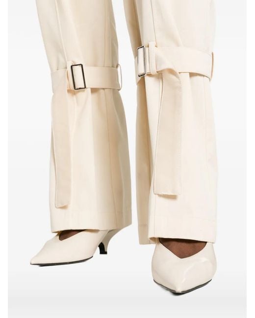 Patrizia Pepe White Strap Cotton Trousers
