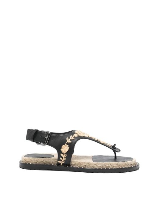 Castaner White Floral Embroidered Buckled Sandals By Pedra