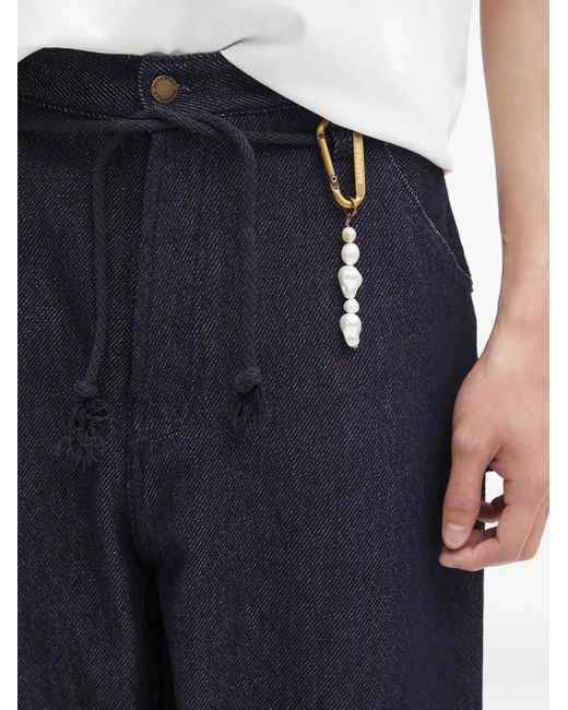 DARKPARK Blue Drawstring Pearl-Embellished Jeans for men