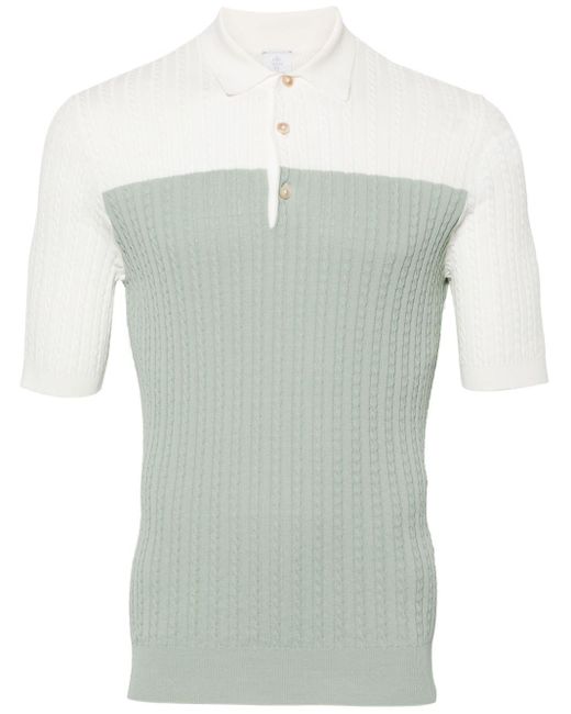 Eleventy Green Cable-knit Polo Shirt for men