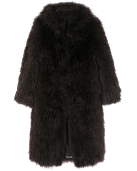 Liska Black Press-Stud Shearling Coat