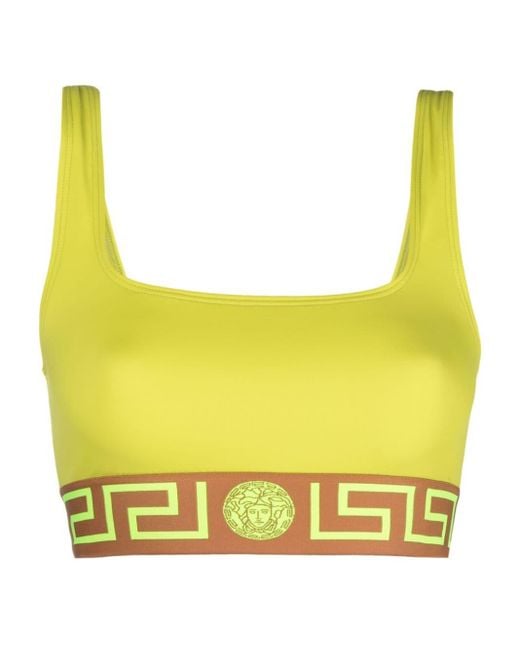 Top de bikini con detalle Greca Versace de color Yellow
