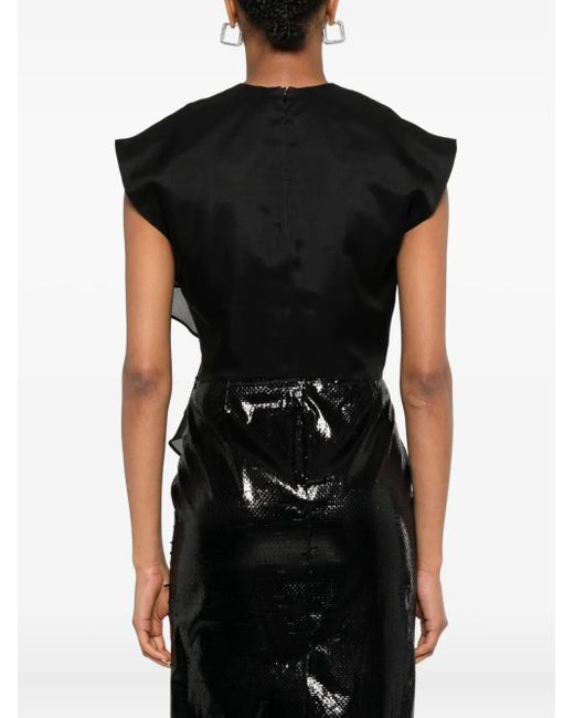 Viktor & Rolf Black Layered-Ruffle Silk Top