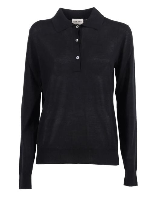 P.A.R.O.S.H. Black Long-Sleeve Polo Top