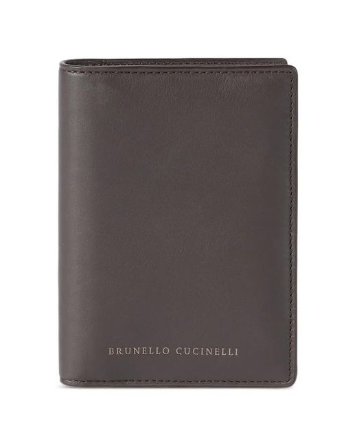 Brunello Cucinelli Gray Calfskin Passport Holder