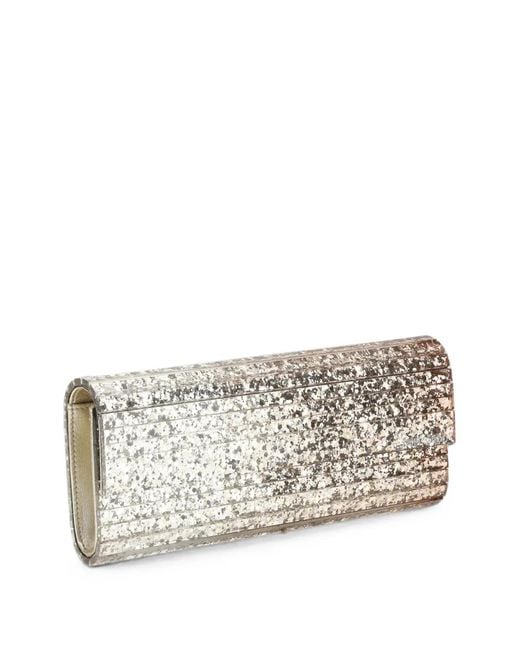 Jimmy Choo White Sweetie Glitter-Effect Clutch Bag