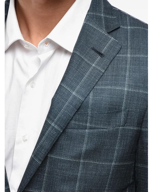 Corneliani Blue Veste Gate À Grands Carreaux for men