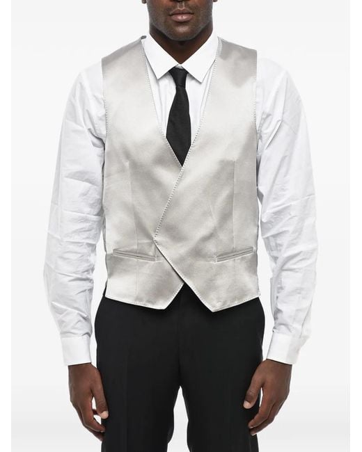 Corneliani White Double-Breasted Silk Waistcoat for men