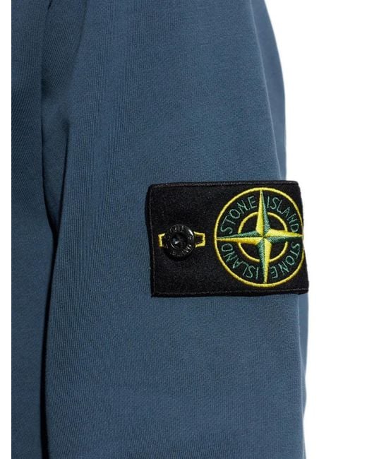 Stone Island Blue Logo-Patch Hoodie for men