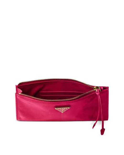 Prada Pink Enamelled Triangle Leather Wallet
