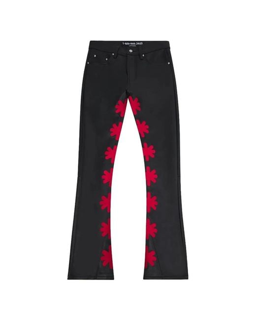 LOSTSHDWS Red Og Wax Leather Bootcut Trousers for men