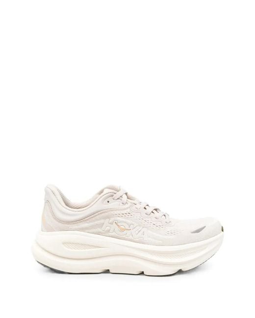 Hoka One One White Logo-Patch Chunky-Sole Sneakers