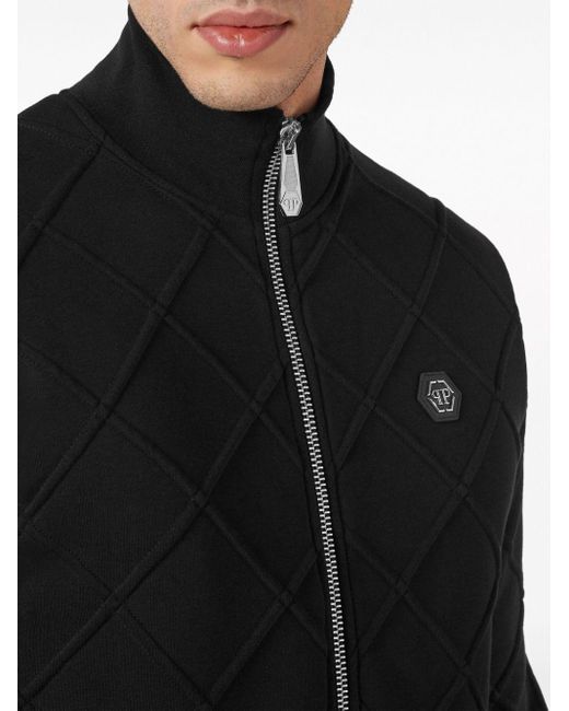Philipp Plein Black Quilted Cotton Jacket for men
