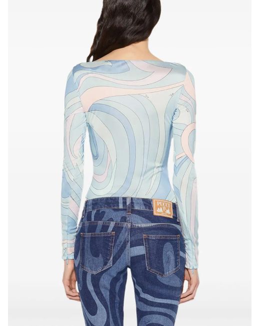 Blusa A Maniche Lunghe di Emilio Pucci in Blue