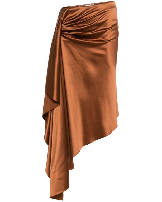 Christopher Esber Brown Cusco Silk Midi Skirt