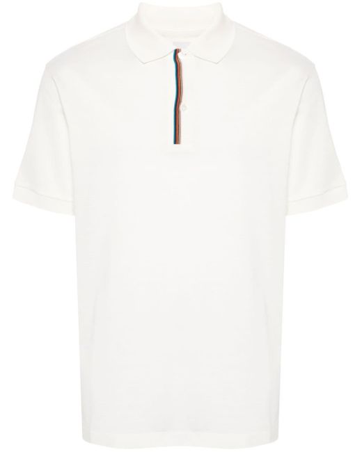 Paul Smith White Signature Stripe-trim Polo Shirt for men