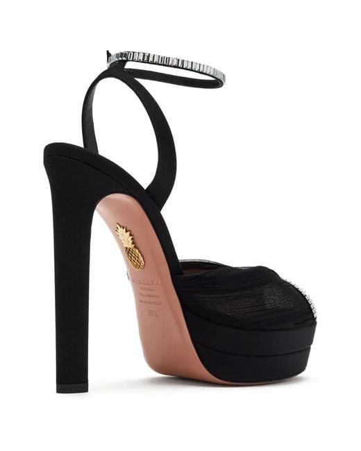 Aquazzura Black 130Mm Crystal-Embellished Platform Sandals