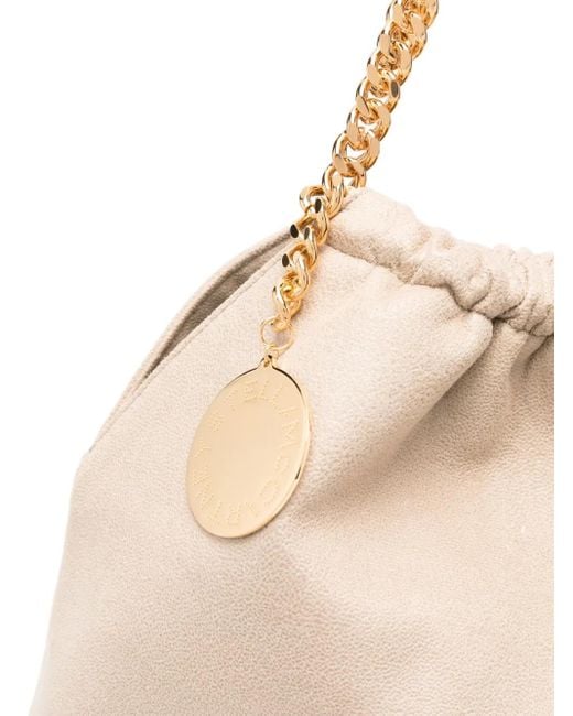 Stella McCartney Natural Falabella Drawstring Shoulder Bag In Beige Vegan Leather