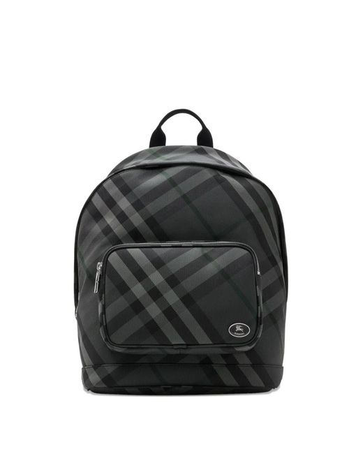 Burberry Black Grid Backpack for men