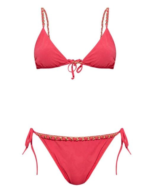 Top de bikini con detalle de cadena Balmain de color Red