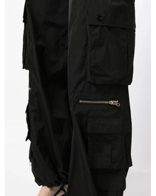 Cynthia Rowley Black Wide-Leg Cargo Trousers