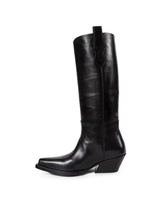 Ann Demeulemeester Black Pointed-Toe Leather Boots